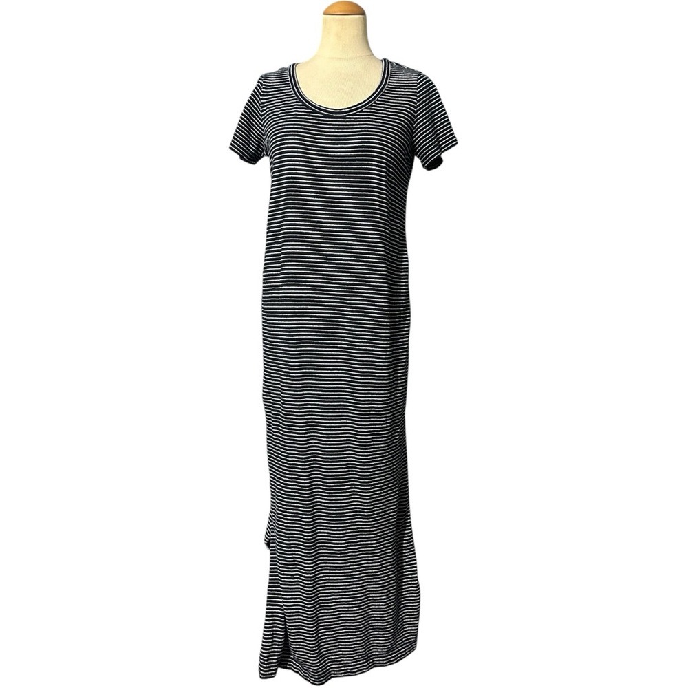 Old Navy Linen Blend Stripe Maxi Dress Navy White Size Small
